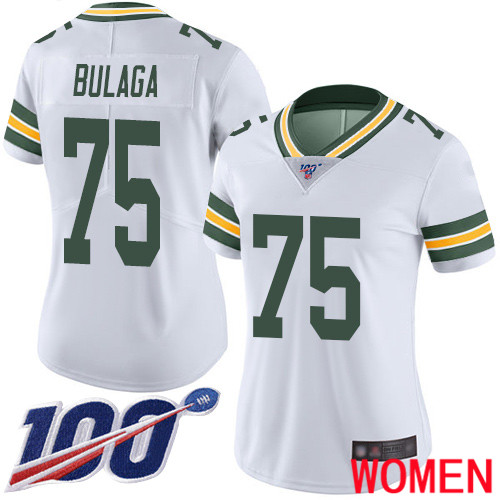 Green Bay Packers Limited White Women 75 Bulaga Bryan Road Jersey Nike NFL 100th Season Vapor Untouchable